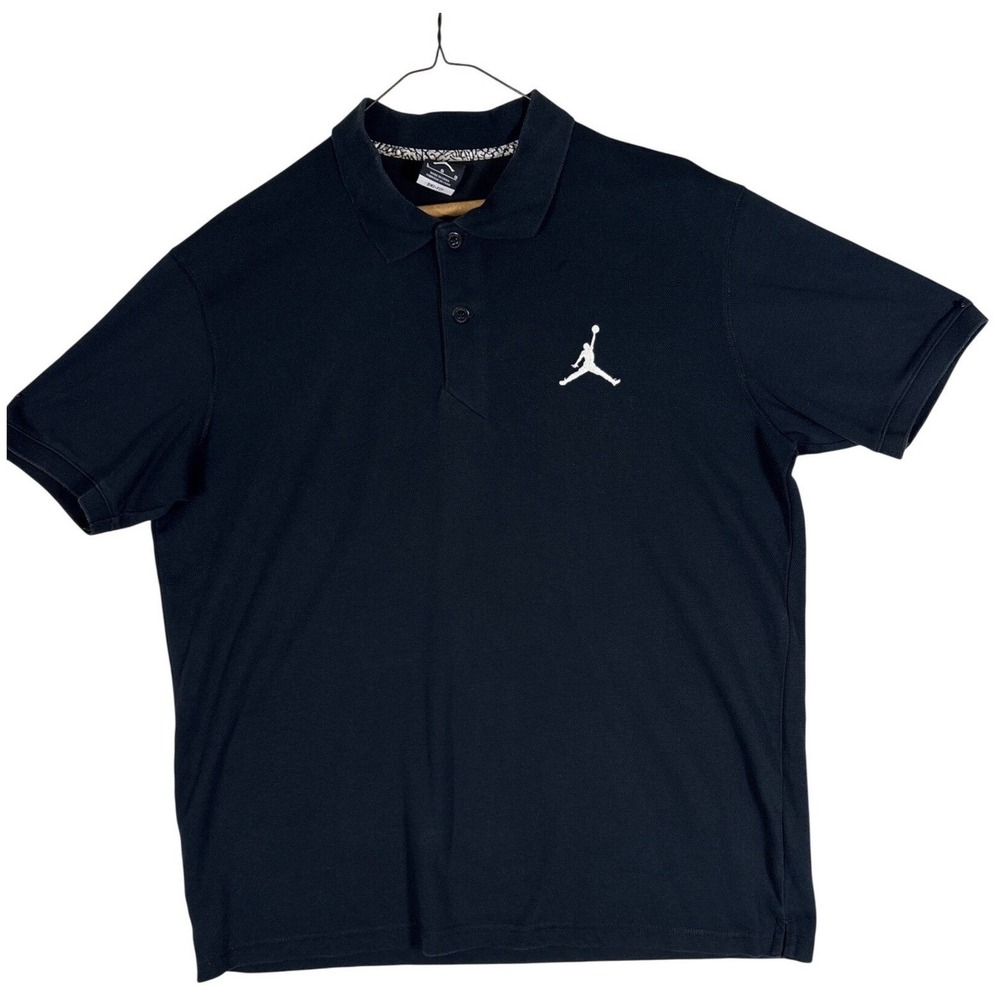 Jordan Brand Dri-FIT Polo Shirt Mens Large Black Short Sleeve Jumpman Logo